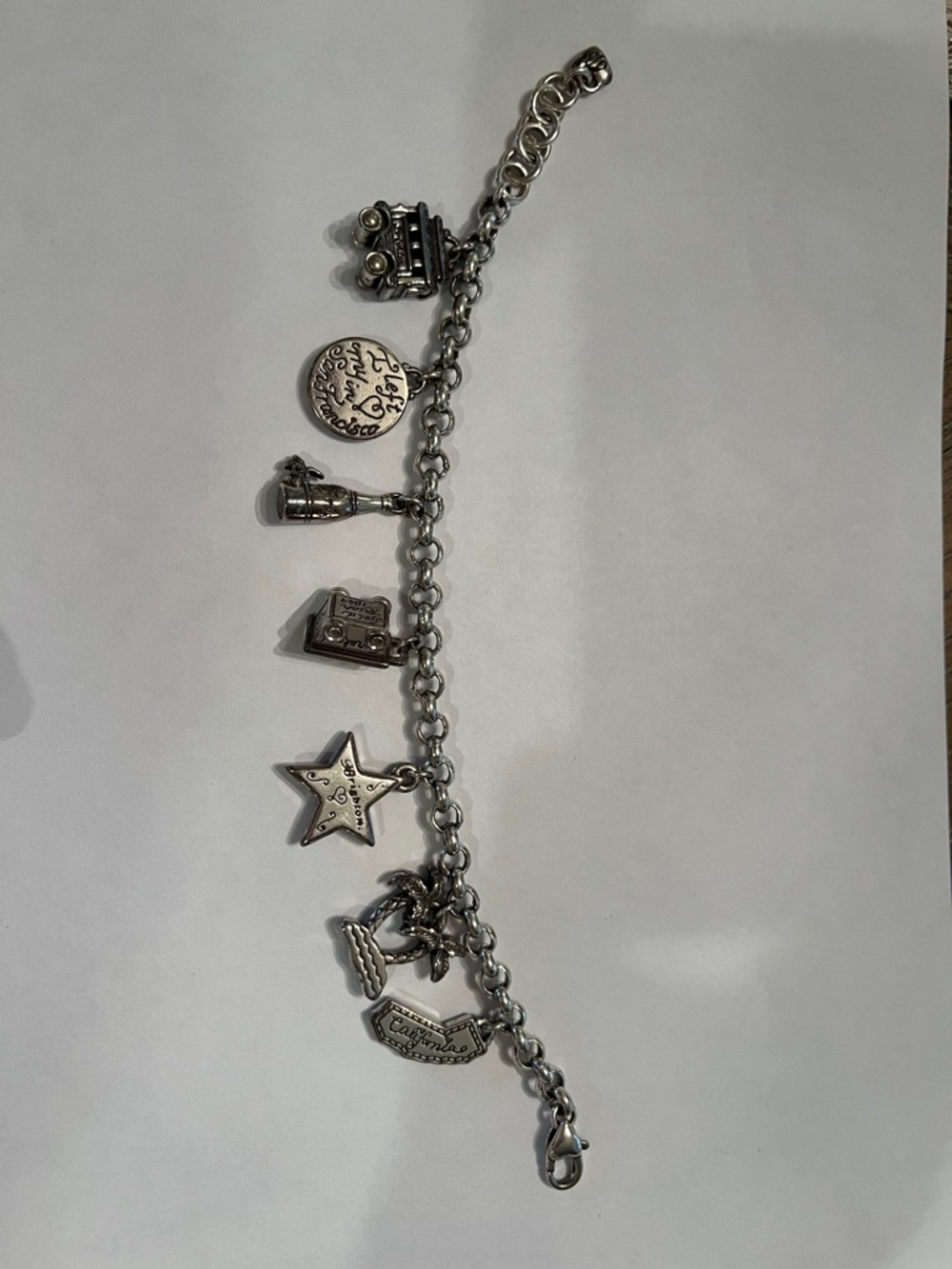 Brighton Silver-Tone California  Charm Bracelet with Star and Travel Charms